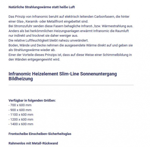 Slim-Line Sonne Heizelement von Infranomic