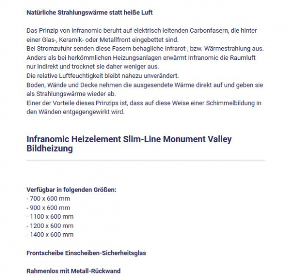 Slim-Line Valley Heizelement von Infranomic