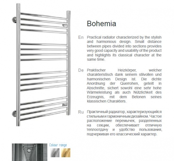 Sunerzha Bohemia Handtuchheizkörper Designheizkörper aus rostfreiem Stahl