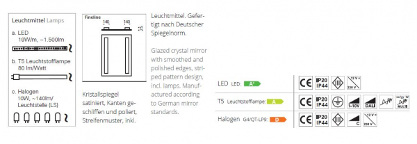 Top Light Spiegel FineLine Leuchtspiegel in vielen Größen mit LED-, Halogen- oder Leuchtstofflampen