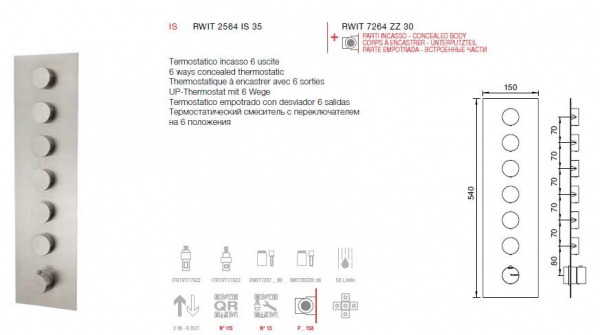 Treemme 3.6 Unterputz-Thermostat 6 Wege 2564