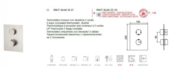 Treemme 3.6 Unterputz-Thermostat mit 2-Wege-Umsteller 8A46