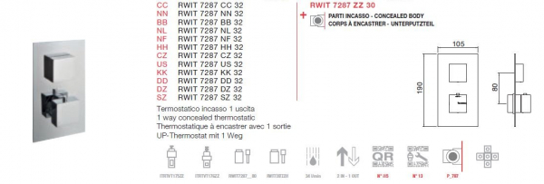 Treemme 7287/32 Unterputz-Thermostat 1-Weg