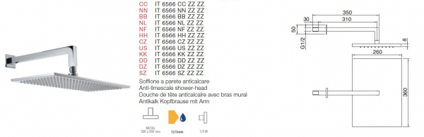 Treemme Antikalk Regenbrause mit Wandarm Duschkopf 6566