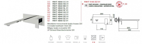 Treemme Armatur Q30 Unterputz-Einhand Waschtischmischer Wasserhahn 220