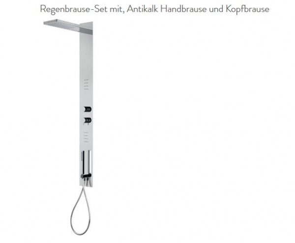 Treemme Duschpaneel Regenbrause-Set Duschset mit Antikalk-Handbrause und Kopfbrause 6594