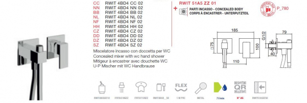 Treemme Handbrauseset für WC WC-Dusche Toilettendusche Unterputz 4BD4