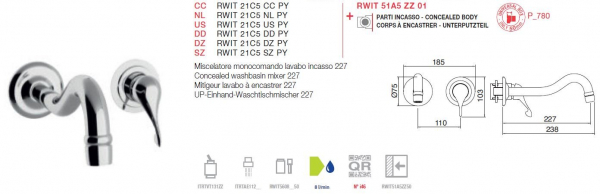 Treemme Piccadilly Einhand-Waschtischmischer Unterputz Wasserhahn 21C5