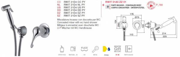 Treemme Piccadilly WC-Dusche Handbrause für Toilette 21D4