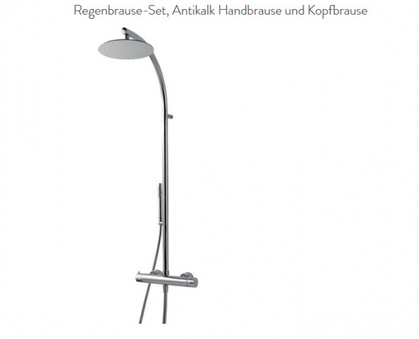 Treemme Regenbrause-Set Duschset mit Antikalk Handbrause und Kopfbrause 6500