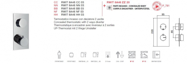 Treemme Time Time_out Hebel Unterputz-Thermostat 2-Wege-Umsteller 8A46