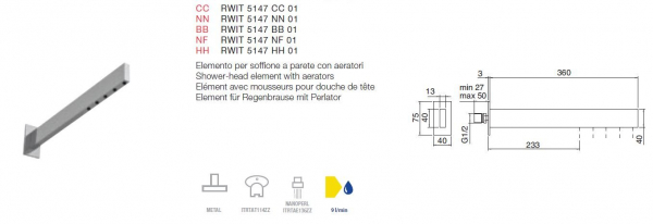 Treemme Time Time_out Regenbrause-Element mit Perlator 5147