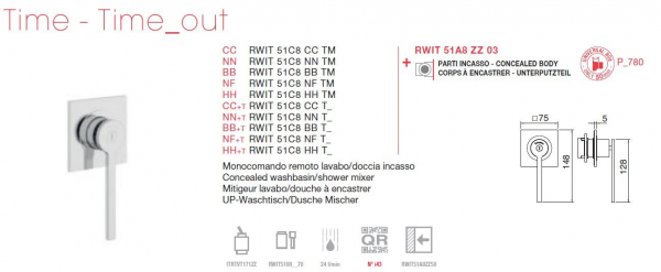 Treemme Time Time_out Unterputz Waschbecken-Mischer / Duschhebel 51C8 TM