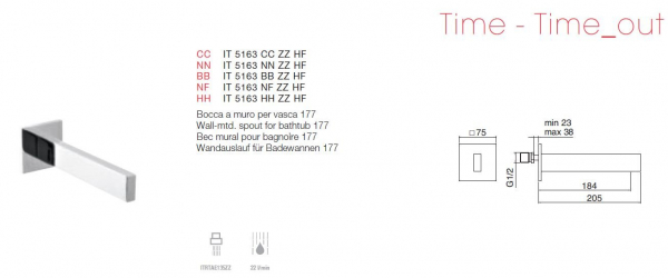 Treemme Time Time_out Wandauslauf für Badewanne 5163