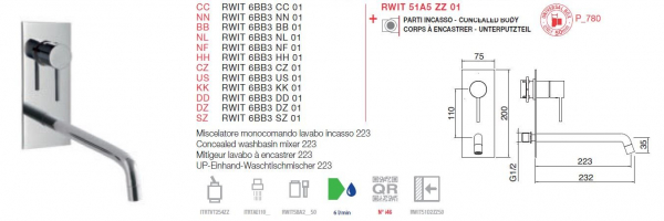 Treemme Up+ Einhand Waschtischmischer Unterputz Wasserhahn 6BB3