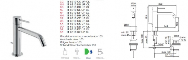 Treemme Up+ Einhand Waschtischmischer Wasserhahn 6B10CL