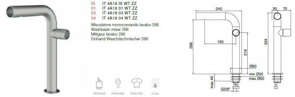 Treemme Watertube Einhandwaschtischmischer Wasserhahn Armatur 4A18