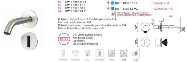 Treemme elektronische Waschtischarmatur 154 Unterputz mit Sensor S Wasserhahn berührungsfrei