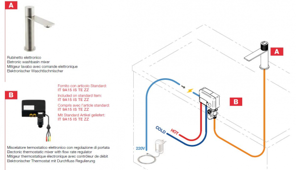 Treemme elektronische Waschtischarmatur mit Sensor Stromversorgung Wasserhahn berührungsfrei