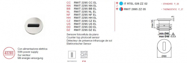 Treemme elektronischer Deckenauslauf Deckenarmatur II mit Sensor berührungsfrei
