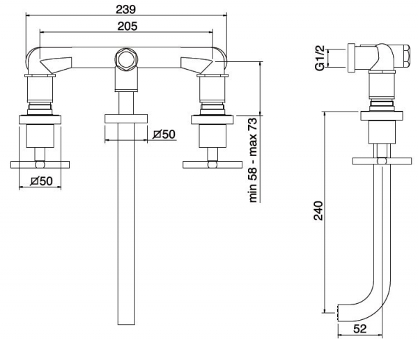 Treemme X-Change XC 7360 Armatur Wasserhahn 3-Loch Unterputz