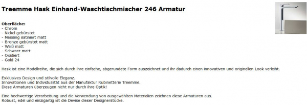 Hask 6A18 Waschtisch-Armatur von Treemme