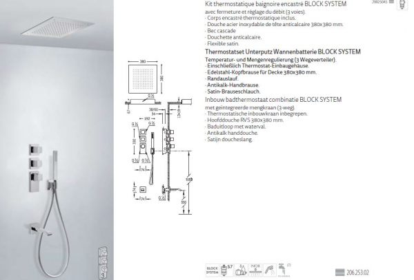 Tres Block System Badewannenauslauf mit Duschkombination 20625302, modernes Design für Ihr Badezimmer