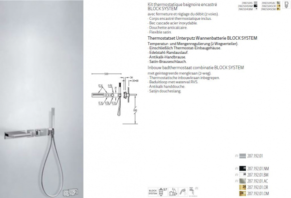 Tres Block System Badewanneneinlauf mit Duschset/Handbrause 20719201, modernes Design für Ihr Badezimmer