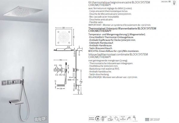 Tres Block System Duschset Duschkombination mit Handbrause 20725307, modernes Design für Ihr Badezimmer