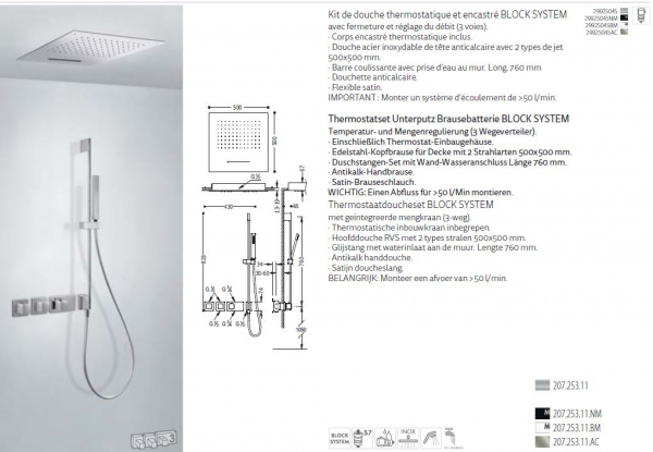 Tres Block System Duschset Duschkombination mit Handbrause 20725311, modernes Design für Ihr Badezimmer