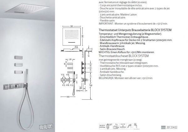 Tres Block System Duschset Duschkombination mit Handbrause 20725402, modernes Design für Ihr Badezimmer