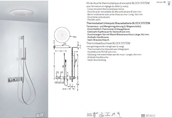 Tres Block System Duschset Duschkombination mit Handbrause 20735212, modernes Design für Ihr Badezimmer