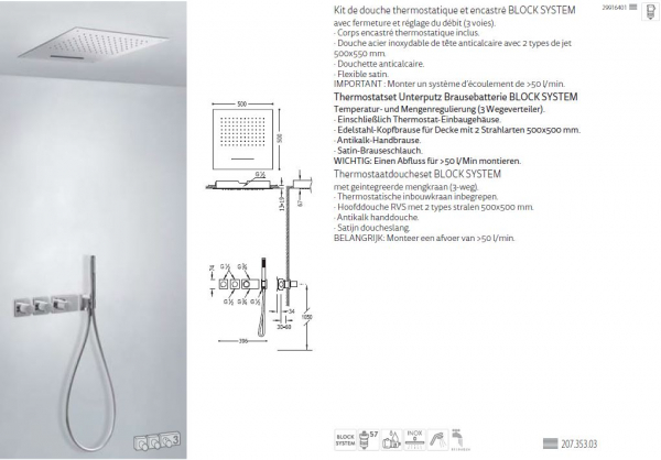 Tres Block System Duschset Duschkombination mit Handbrause 20735303, modernes Design für Ihr Badezimmer