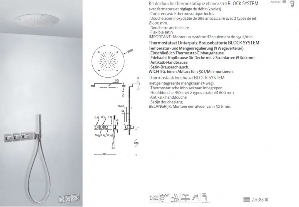 Tres Block System Duschset Duschkombination mit Handbrause 20735310, modernes Design für Ihr Badezimmer