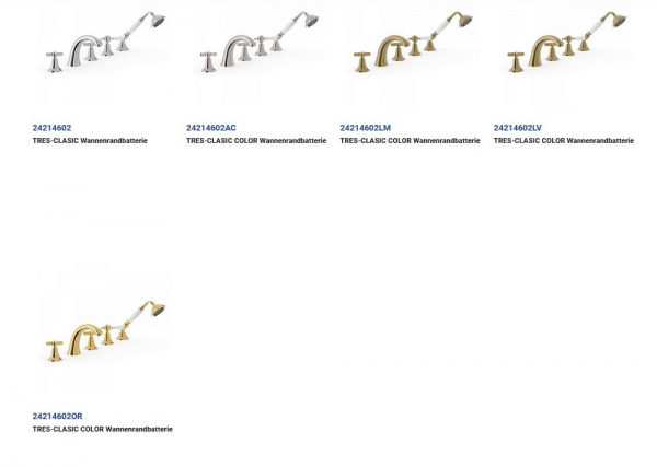 Tres-Clasic Badewannen-Armatur Wannenrand mit Handbrause 24214602 Chrom/Stahl/Gold/Messing, exklusives Design für Ihr Badezimmer