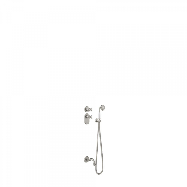 Tres-Clasic Badewannen-Armatur Duschset Duschkombination mit Handbrause 24235201 Chrom/Stahl/Gold/Messing, exklusives Design für Ihr Badezimmer