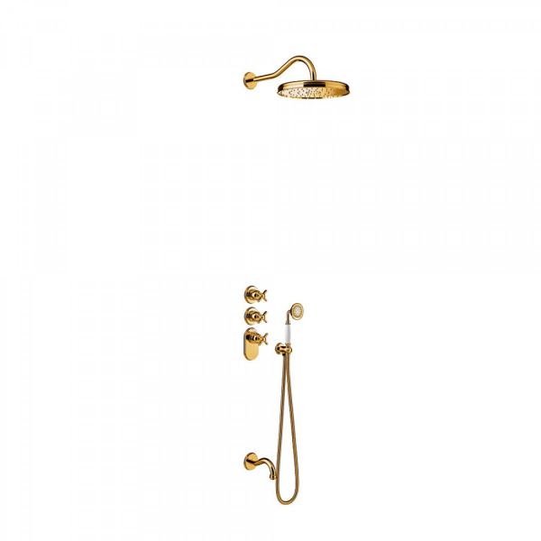 Tres-Clasic Badewannen-Armatur mit Dusche und Handbrause 24235301 Chrom/Stahl/Gold/Messing, exklusives Design für Ihr Badezimmer