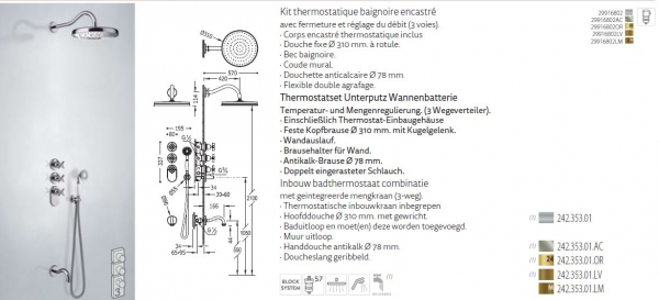Tres-Clasic Badewannen-Armatur mit Dusche und Handbrause 24235301 Chrom/Stahl/Gold/Messing, exklusives Design für Ihr Badezimmer