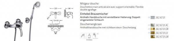 Tres-Clasic Brauseset Handdusche mit Brausemischer 24216701 Chrom/Stahl/Gold/Messing, exklusives Design für Ihr Badezimmer