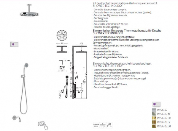 Tres-Clasic Shower Technology Badewannen-Auslauf mit Duschkombination 09226302 Chrom/Stahl/Gold/Messing, exklusives Design für Ihr Badezimmer