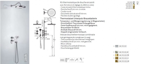 Tres-Clasic Duschset Duschkombination mit Handbrause 24235202 Chrom/Stahl/Gold/Messing, exklusives Design für Ihr Badezimmer