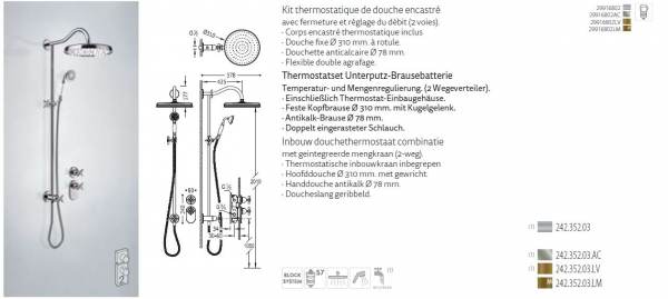 Tres-Clasic Dusche Duschkombination mit Handbrause 24235203 Chrom/Stahl/Messing, exklusives Design für Ihr Badezimmer