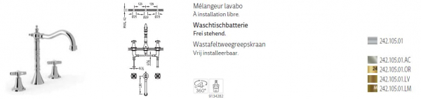 Tres-Clasic Waschtischmischer Wasserhahn 24210501 Chrom/Stahl/Gold/Messing, exklusives Design für Ihr Badezimmer