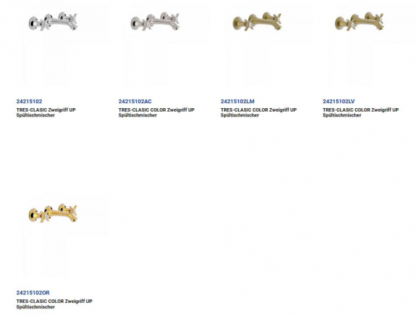 Tres-Clasic Waschtischmischer Wasserhahn 24215102 Chrom/Stahl/Gold/Messing, exklusives Design für Ihr Badezimmer
