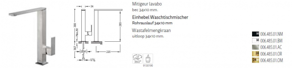 Tres Cuadro Exclusive Einhebel Waschtischmischer Armatur 00648501 Wasserhahn Schwarz, Weiß, Gold, Stahl, Design für Ihr Badezimmer