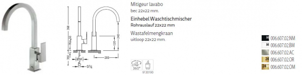 Tres Cuadro Exclusive Einhebel Waschtischmischer Armatur 00660702 Wasserhahn Schwarz, Weiß, Gold, Stahl, Design für Ihr Badezimmer