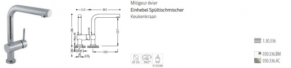 Tres Cuisine Küchenarmatur Wasserhahn für Spültisch 130336, exklusives Design für Ihre Küche