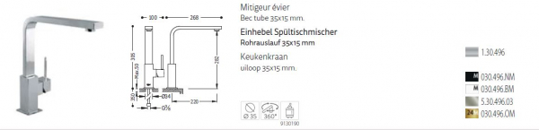 Tres Cuisine Küchenarmatur Wasserhahn für Spültisch 130496, exklusives Design für Ihre Küche