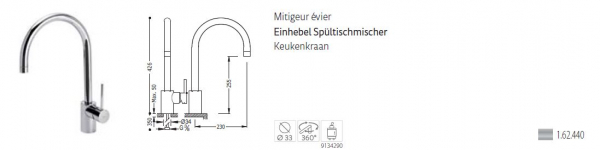 Tres Cuisine Küchenarmatur Wasserhahn für Spültisch 162440, exklusives Design für Ihre Küche