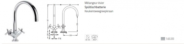 Tres Cuisine Küchenarmatur Wasserhahn für Spültisch 163333, exklusives Design für Ihre Küche